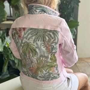 Stacy Bradley The Pink Denim Jacket Tropical Capri Small